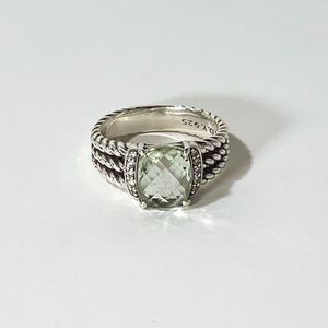 David Yurman Petite Wheaton® Ring with Prasiolite and Pavé Diamonds,  Size 7